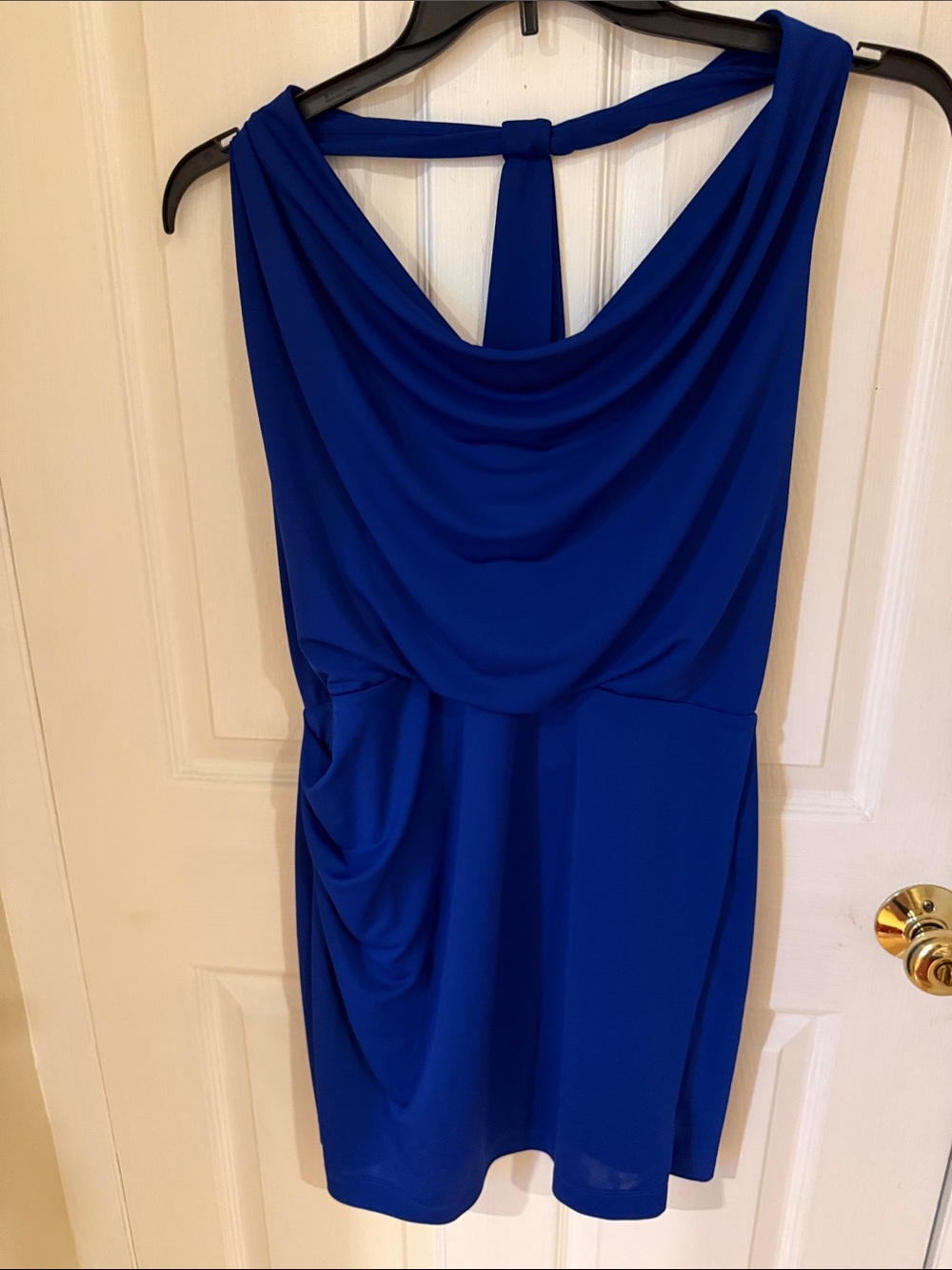 BCBGMaxAzria Cobalt Blue Draped Halter Mini Dress